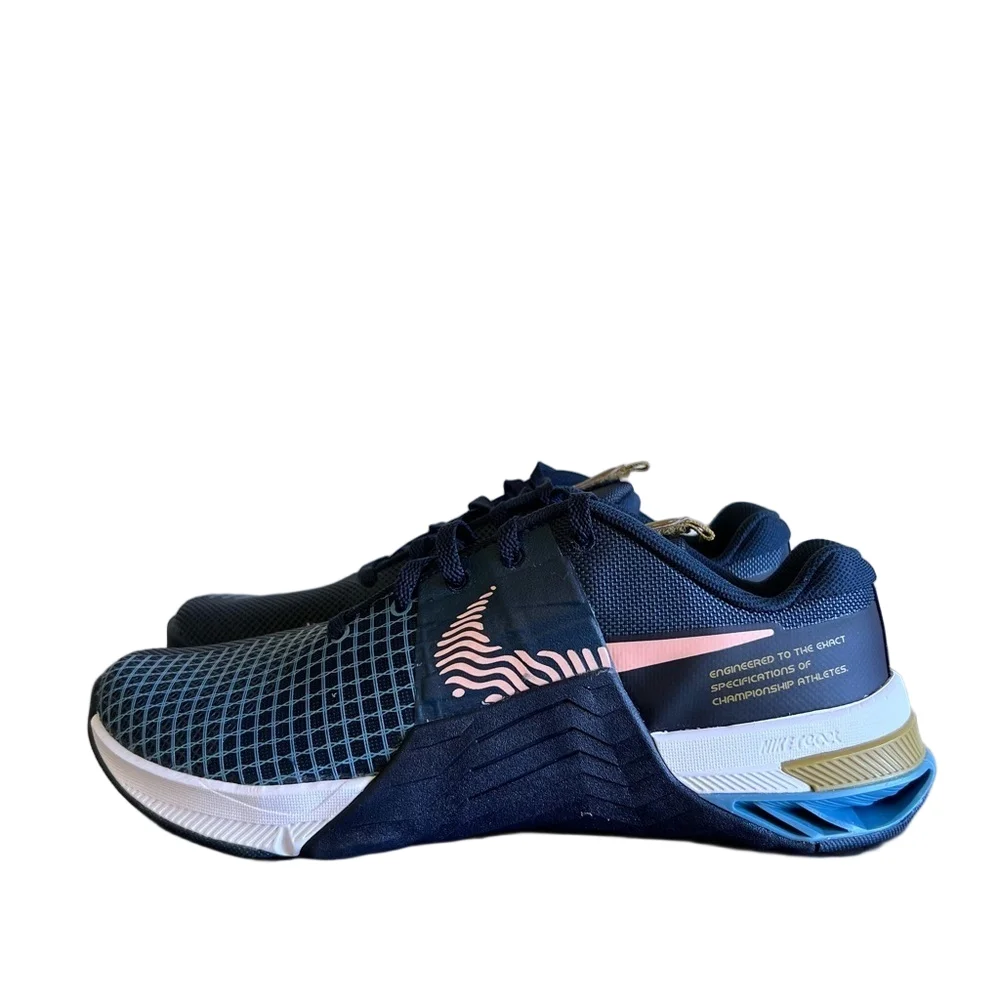 Nike NEW Men's Metcon 8 Armory Navy Arctic Orange Shoe Size 7.5 #806